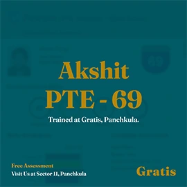 Akshit PTE Result - Gratis Panchkula