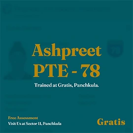 Ashpreet PTE Result - Gratis Panchkula