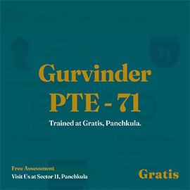 Gurvinder PTE Result - Gratis Panchkula